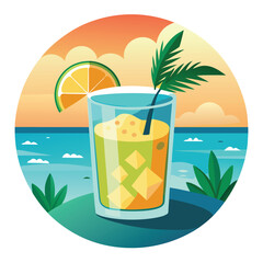 Ocean glass of drinks vector illustration isolated on a white background