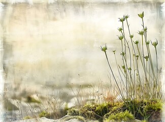 Canvas Print - Vintage Floral Background With Grass And Flowers