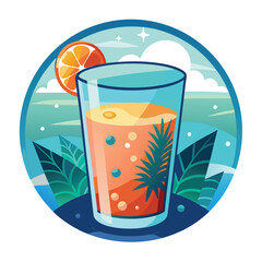 Ocean glass of drinks vector illustration isolated on a white background