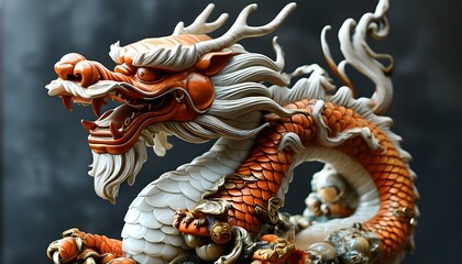 Wall Mural - Majestic Chinese Dragon Sculpture Embodying Prosperity and Opulence