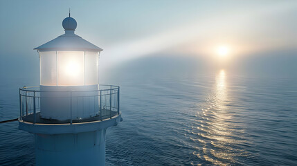 Canvas Print - Lighthouse on the Coast at Sunset