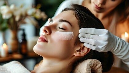 Facial Massage and Peeling Treatment in a Cosmetics Salon, Close-Up Experience