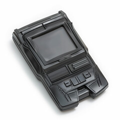 Isolated pager communication device on a black background.