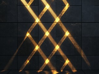 Sticker - An abstract pattern of golden light reflections creates an intriguing design against a dark surface, showcasing dynamic lines and textures.