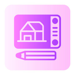 Sticker - house sketch gradient icon