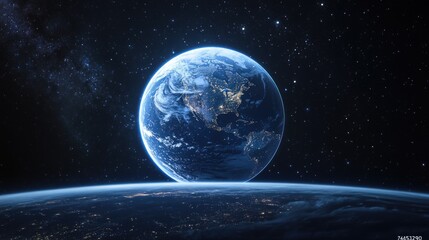Wall Mural - planet earth with the lights at the night sky.