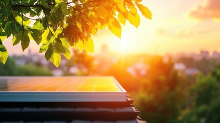 Solar panels installed on a rooftop, illustrating the use of renewable energy sources to power urban infrastructure.