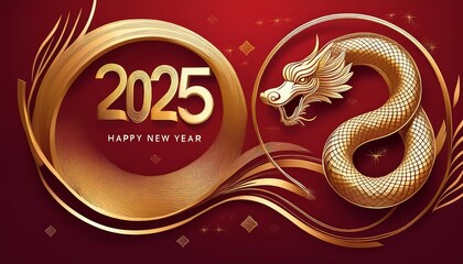 elegant golden banner happy new year snake year celebration minimalist style artwork holiday marketing cultural events