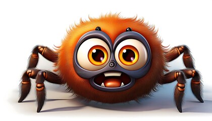 surprised cartoon halloween spider white background