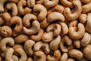 Aromatic cashew nuts spread out in a mouthwatering display from a bird s eye view