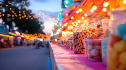 Sticker - A street market filled with diverse food stalls and souvenirs.