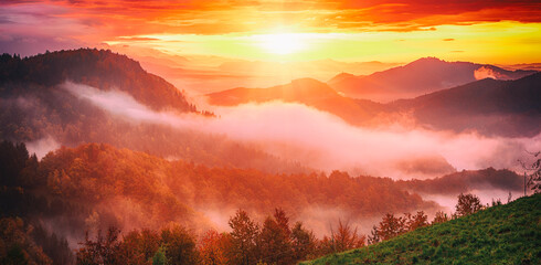 Wall Mural - misty mountain landscape