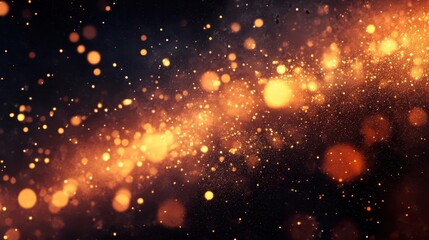Wall Mural - glowing fire embers particles floating over black background abstract dark sparkle digital illustration