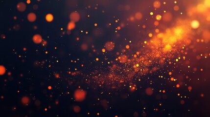Wall Mural - glowing fire embers particles floating over black background abstract dark sparkle digital illustration
