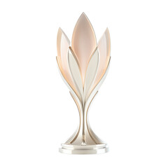 Wall Mural - A tall, white, flower shaped lamp with a light shining on it