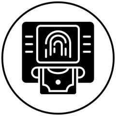 Sticker - Cash Machine vector icon. Can be used for Biometrics iconset.