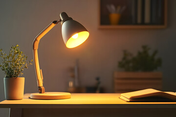 Poster - Table lamp with copy space. Reading, studying, office space concept