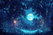 © novian - Enchanting Moonlight Illuminates a Forest Clearing with Fireflies