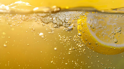 Poster - Refreshing Lemon Slice in Sparkling Water