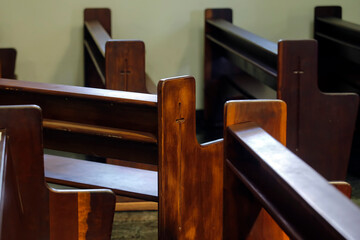 Wall Mural - wooden benches inside a church