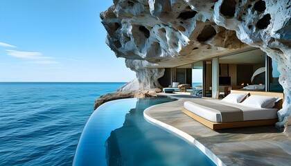 exclusive cave resort with stunning blue ocean seascape view