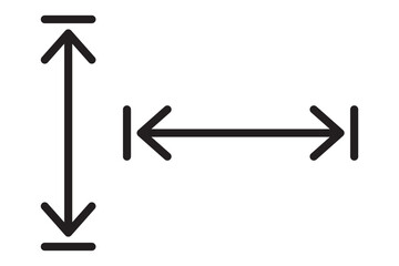 Editable width and hight icon signs. Simple flat vector design element.
