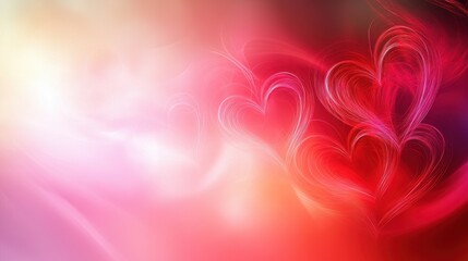 Wall Mural - Vibrant Abstract Heart Shapes on Radiant Pink Background