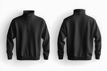 Black Zip-Up Sweatshirt with Long Sleeves