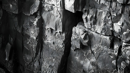 Wall Mural - Abstract Black and White Texture of a Rocky Cliff