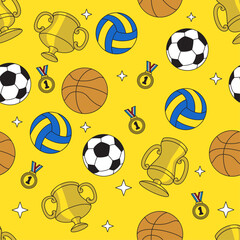 Seamless Pattern of Sport Ball Illustration