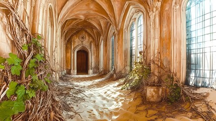  Abandoned Room with Overgrown Plants