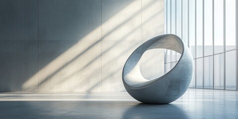 Sticker - minimalist abstract sculpture in modern gallery, clean lines, softly blurred background, contemporar