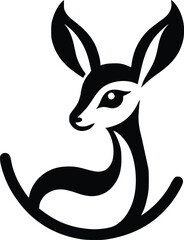 Wall Mural - Cute Gerenuk Black and White Illustration