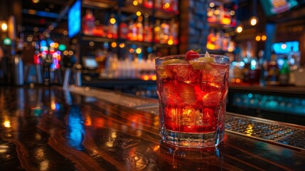 Bar counter in Las Vegas Casino servicing alcohol drinks for casino visitors