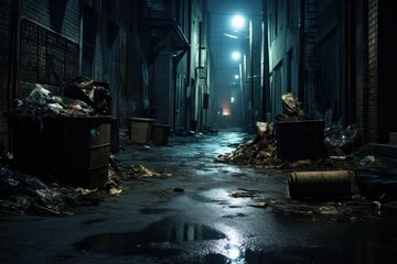 Canvas Print - Waste alley garbage street.