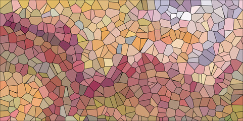 Wall Mural -  Abstract Seamless Multicolor Broken Stained-Glass Geometric Retro Tiles Pattern and Quartz Crystal Voronoi Diagram Background for Website, Fabric Printing, Brochures, Luxury/Premium Packaging