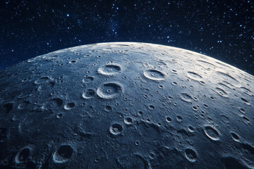 Wall Mural - moon surface. cosmic landscape with deserted landscape and craters formed by meteor impacts