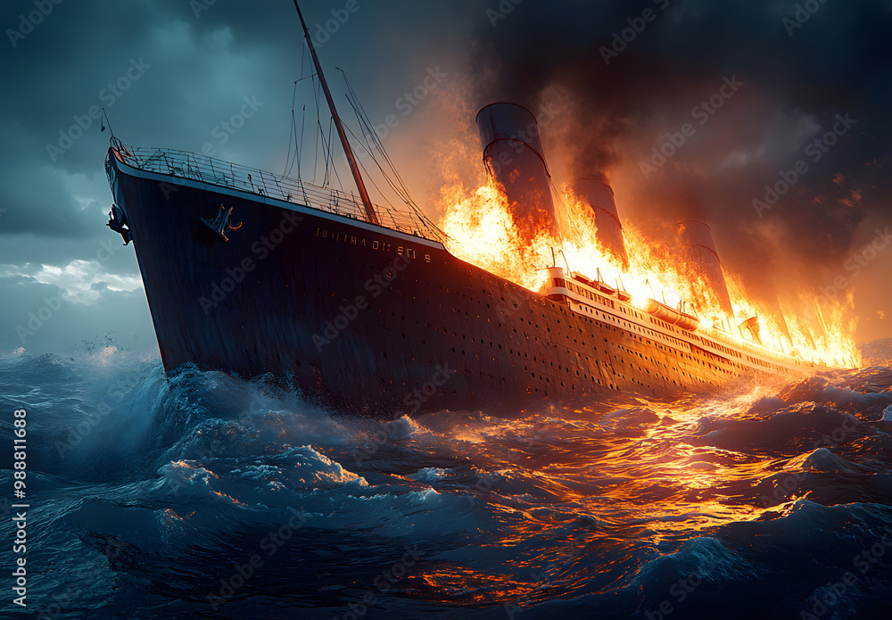 Sinking of the RMS Titanic. Generative AI Stock Photo | Adobe Stock