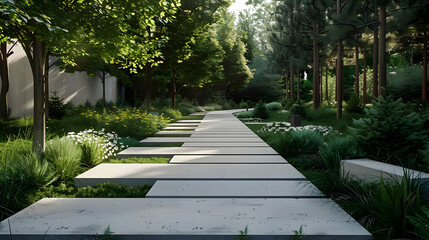 Poster - Serene Stone Path Through Lush Forest