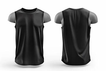 Sleeveless Shirt. Black Cool Performance Jersey Tank Top for Active Sports