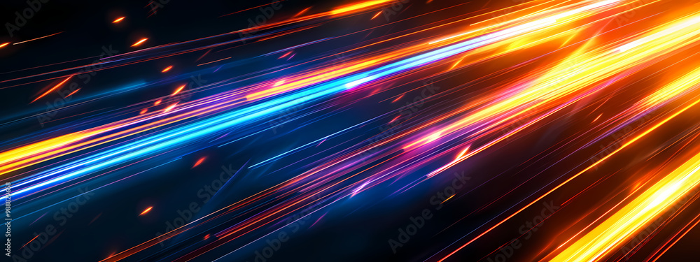 Neon Light Streaks in Motion