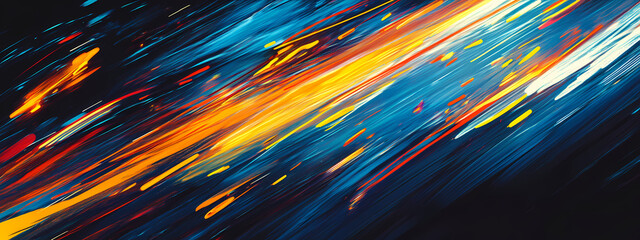 Canvas Print - High-Tech Light Streaks Racing Through Darkness