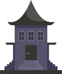 Poster - Traditional asian house with stone stairs and tile roof featuring eastern style architecture