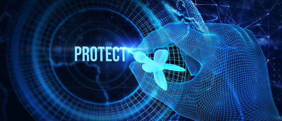 Wall Mural - Cyber security data protection business technology privacy concept. . 3d illustration