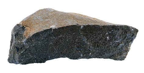 Oolitic limestone rock. Stone specimen. Sedimentary rock. Weathered and fresh rock surface