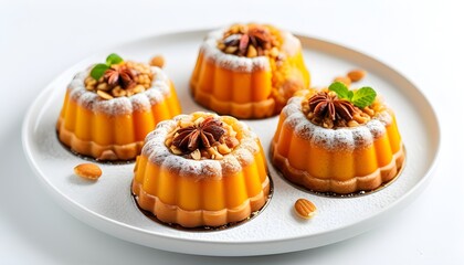 Delicious pumpkin pastry resting on a white surface, inviting and warm