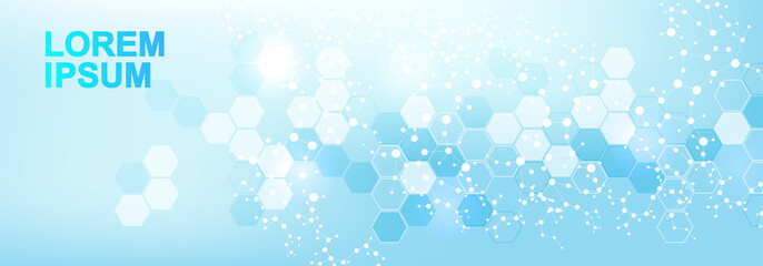 Wall Mural - molecular structure dna, atom, neurons. science concept for your design. connected lines with dots. 