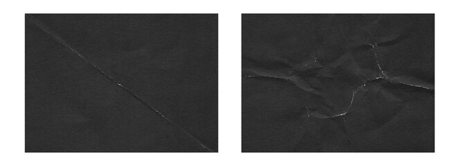 Set of Folded paper horizontal textures, old retro 90s black grunge texture for photo effect