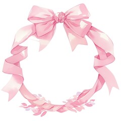 Poster - Elegant pink ribbon wreath illustration