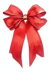 Poster - Elegant red holiday ribbon illustration